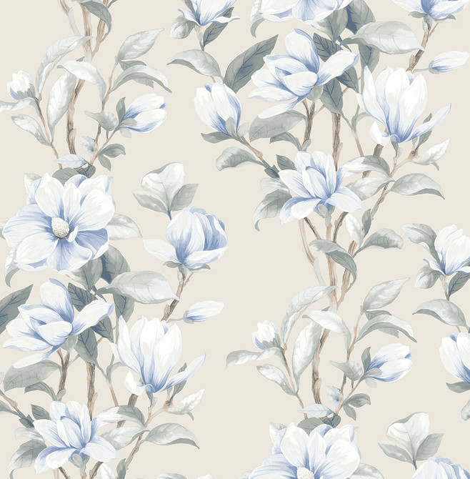 Magnolia Trail Linen & French Blue by Seabrook Wallpaper NextWall Peel & Stick United States 30.75 20.87" 20.5" - Fabric Carolina -