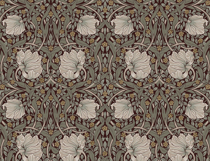 Pimpernel Floral Auburn & Eucalyptus by Seabrook Wallpaper NextWall Peel & Stick United States 40.5 10.43" 27" - Fabric Carolina -