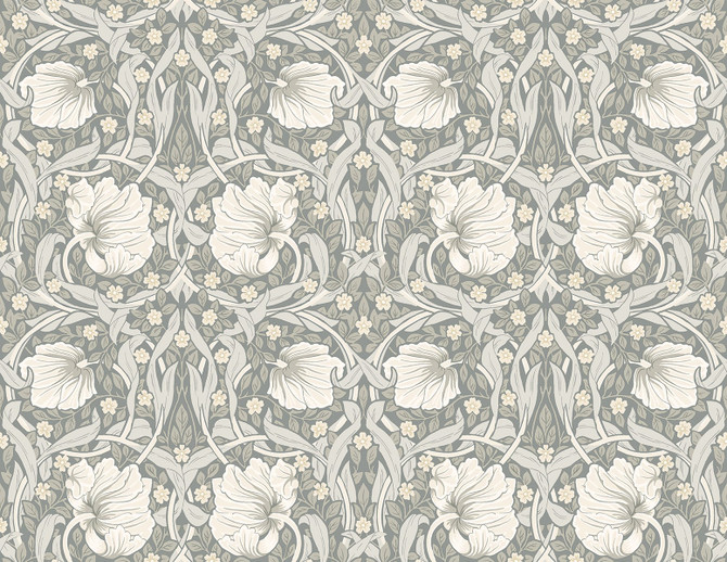 Pimpernel Floral Alloy Grey & Alabaster by Seabrook Wallpaper NextWall Peel & Stick United States 40.5 10.43" 27" - Fabric Carolina -