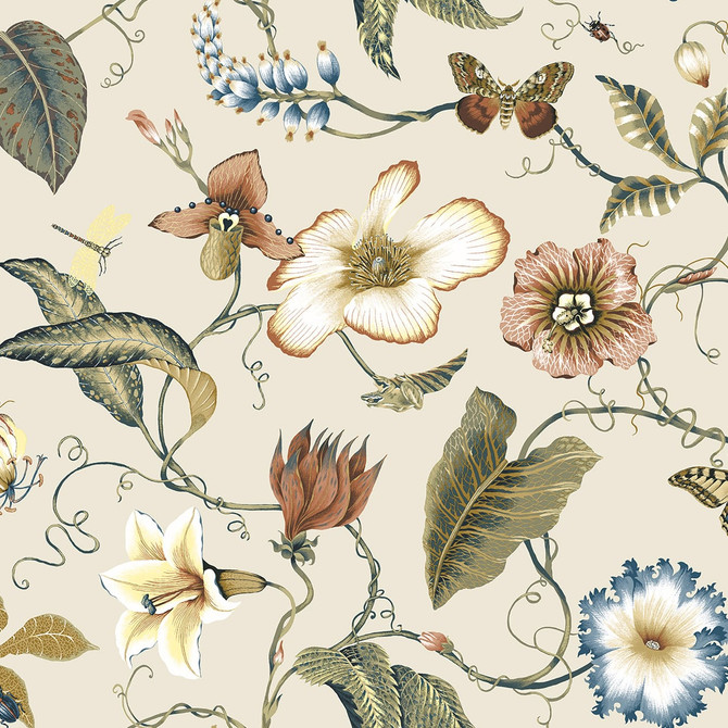 Summer Garden Floral Alabaster by Seabrook Wallpaper NextWall Peel & Stick United States 40.5 25.2" 27" - Fabric Carolina -