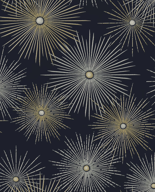 Starburst Geo Midnight & Gold by Seabrook Wallpaper NextWall Peel & Stick United States 30.75 25.2" 20.5" - Fabric Carolina -