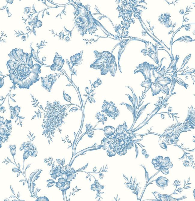 Jasmine Chinoiserie Carolina Blue by Seabrook Wallpaper NextWall Peel & Stick United States 40.5 25.2" 27" - Fabric Carolina -