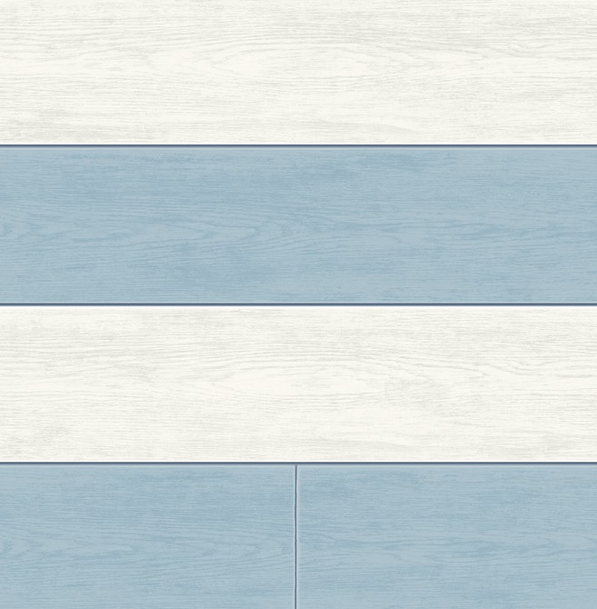 Two Toned Shiplap Carolina Blue by Seabrook Wallpaper NextWall Peel & Stick United States 30.75 20.87" 20.5" - Fabric Carolina -
