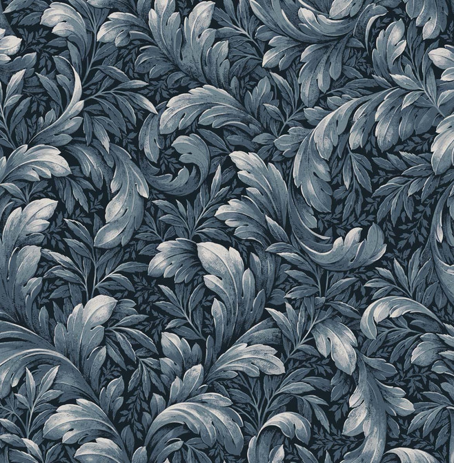 Acanthus Trail Navy Blue by Seabrook Wallpaper NextWall Peel & Stick United States 30.75 20.87" 20.5" - Fabric Carolina -
