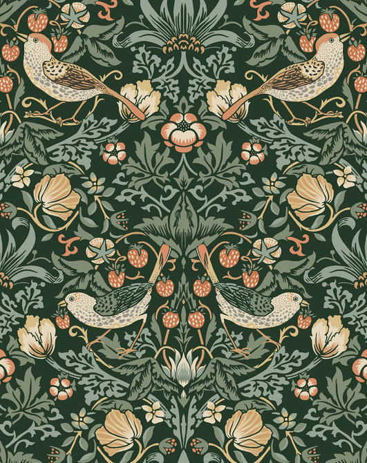 Aves Garden Forest Green by Seabrook Wallpaper NextWall Peel & Stick United States 30.75 25.2" 20.5" - Fabric Carolina -