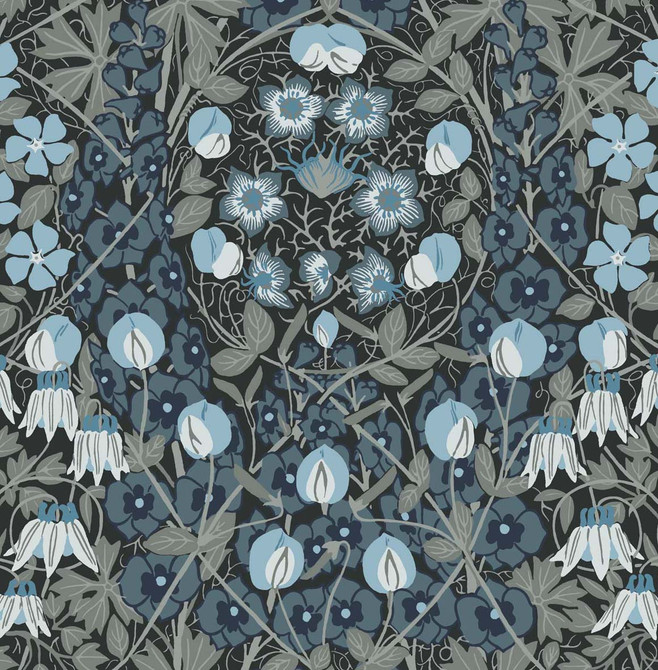 Tulip Garden Bluestone by Seabrook Wallpaper NextWall Peel & Stick United States 30.75 20.87" 20.5" - Fabric Carolina -