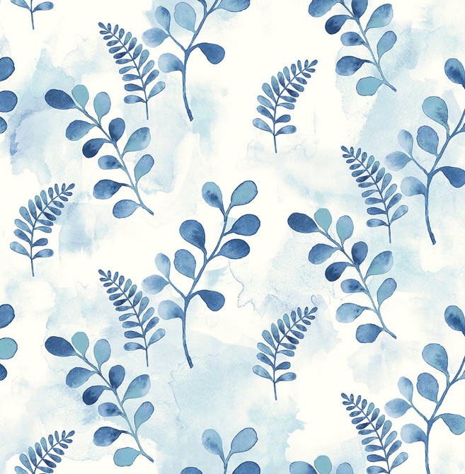 Woodland Walk Marine Blue by Seabrook Wallpaper NextWall Peel & Stick United States 30.75 20.87" 20.5" - Fabric Carolina -