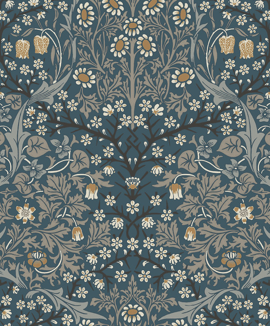 Victorian Garden Aegean Blue & Warm Stone by Seabrook Wallpaper NextWall Peel & Stick United States 31.35 25.2" 20.9" - Fabric Carolina -