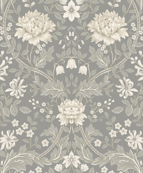 Honeysuckle Trail Daydream Grey by Seabrook Wallpaper NextWall Peel & Stick Netherlands 31.35 25.2" 20.9" - Fabric Carolina -