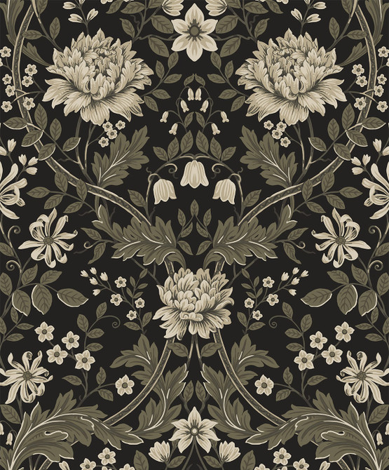 Honeysuckle Trail Ebony & Pavestone by Seabrook Wallpaper NextWall Peel & Stick Netherlands 31.35 25.2" 20.9" - Fabric Carolina -