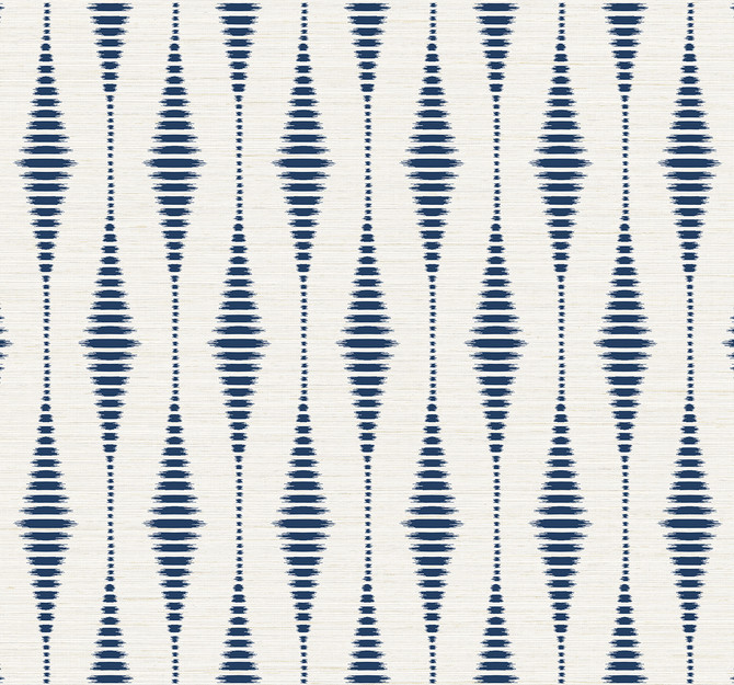 Striped Ikat Navy Blue & Linen by Seabrook Wallpaper NextWall Peel & Stick United States 40.5 12.6" 27" - Fabric Carolina -