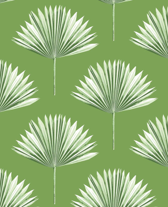 Tropical Fan Palm Green Sprout by Seabrook Wallpaper NextWall Peel & Stick United States 30.75 12.6" 20.5" - Fabric Carolina -