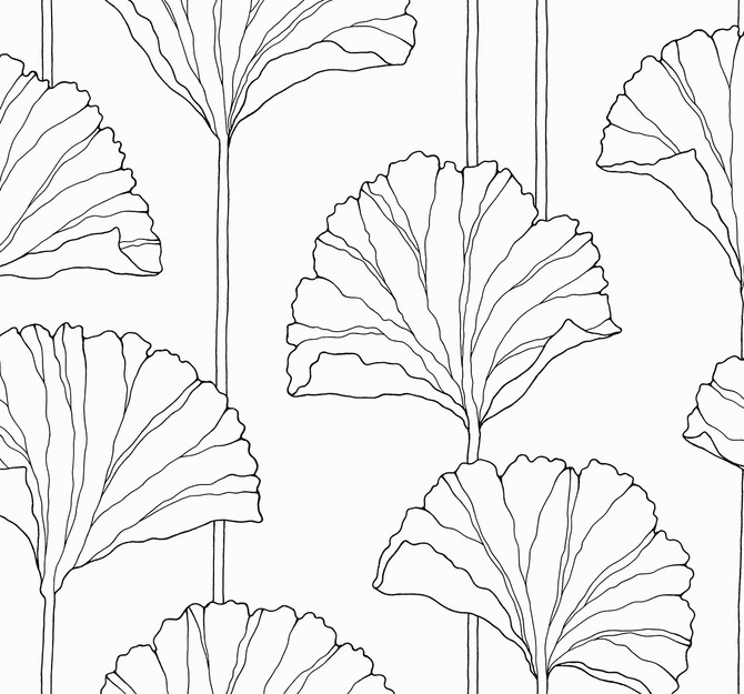 Gingko Leaf Ebony by Seabrook Wallpaper NextWall Peel & Stick United States 40.5 25.2" 27" - Fabric Carolina -