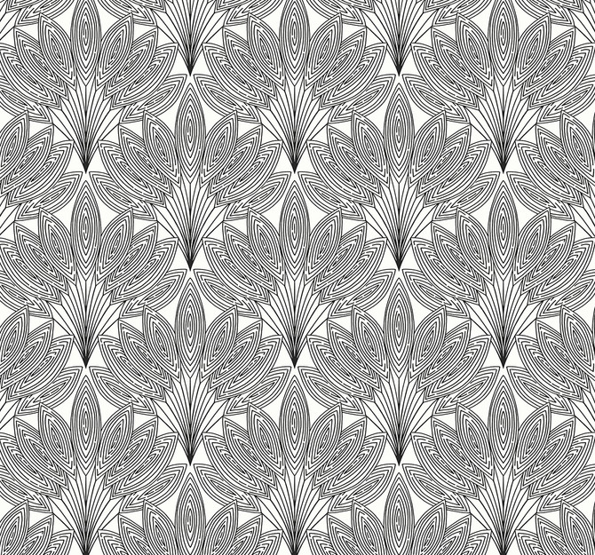 Peacock Leaves Ebony by Seabrook Wallpaper NextWall Peel & Stick United States 40.5 8.4" 27" - Fabric Carolina -