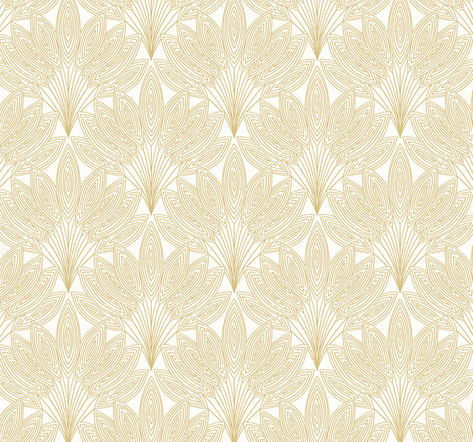 Peacock Leaves Metallic Gold by Seabrook Wallpaper NextWall Peel & Stick United States 40.5 8.4" 27" - Fabric Carolina -