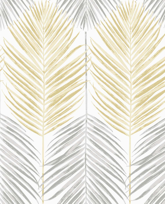 Two Toned Palm Wheat & Daydream Grey by Seabrook Wallpaper NextWall Peel & Stick United States 30.75 25.2" 20.5" - Fabric Carolina -