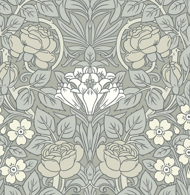 Vintage Rose Alloy Grey by Seabrook Wallpaper NextWall Peel & Stick United States 30.75 21.01" 20.5" - Fabric Carolina -