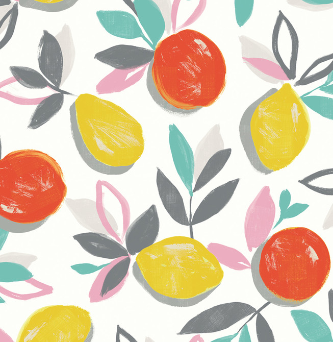 Fruit Toss Tropic Sunset by Seabrook Wallpaper NextWall Peel & Stick United States 30.75 20.87" 20.5" - Fabric Carolina -