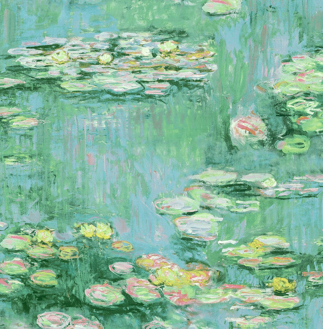 Lily Pond Hunter Green & Lakeside by Seabrook Wallpaper NextWall Peel & Stick United States 30.75 20.87" 20.5" - Fabric Carolina -