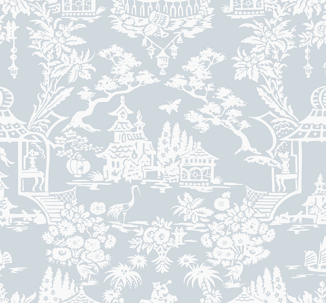 Garden Chinoiserie Blue Dusk by Seabrook Wallpaper NextWall Peel & Stick United States 40.5 25.2" 27" - Fabric Carolina -