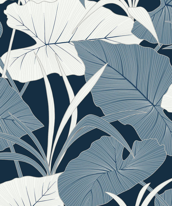 Elephant Leaves Blue Lagoon by Seabrook Wallpaper NextWall Peel & Stick Netherlands 31.35 25.2" 20.9" - Fabric Carolina -