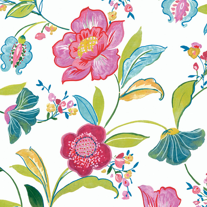 Painterly Floral Magenta & Off-White by Seabrook Wallpaper NextWall Peel & Stick United States 30.75 37.8" 20.5" - Fabric Carolina -