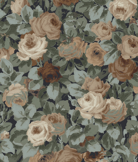 Rose Garden Midnight Blue & Cafe by Seabrook Wallpaper NextWall Peel & Stick United States 30.75 23.8" 20.5" - Fabric Carolina -