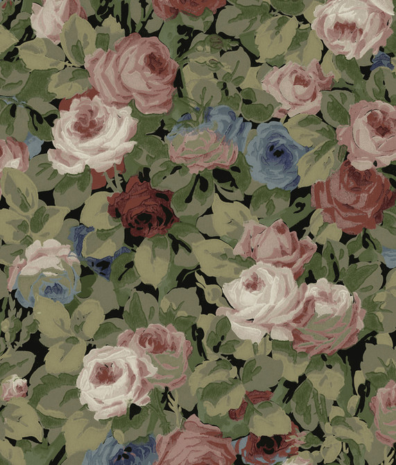 Rose Garden Olive and Wine by Seabrook Wallpaper NextWall Peel & Stick United States 30.75 23.8" 20.5" - Fabric Carolina -