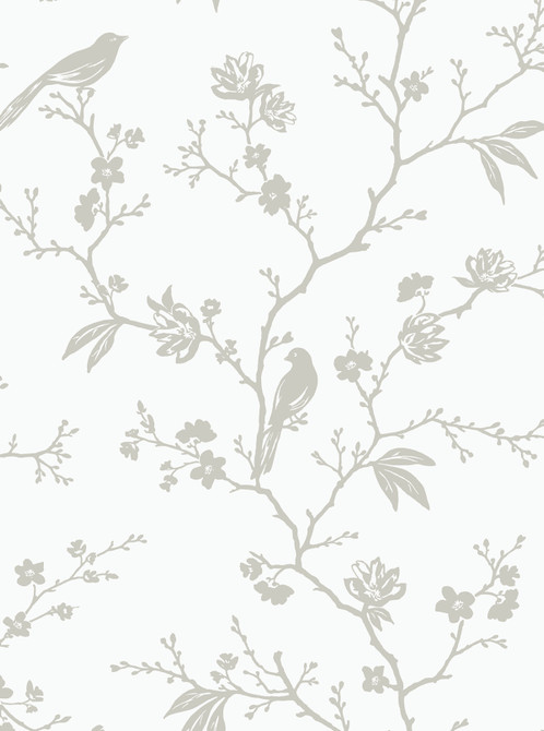 Songbird Chinoiserie Nickel by Seabrook Wallpaper NextWall Peel & Stick United States 40.5 36" 27" - Fabric Carolina -
