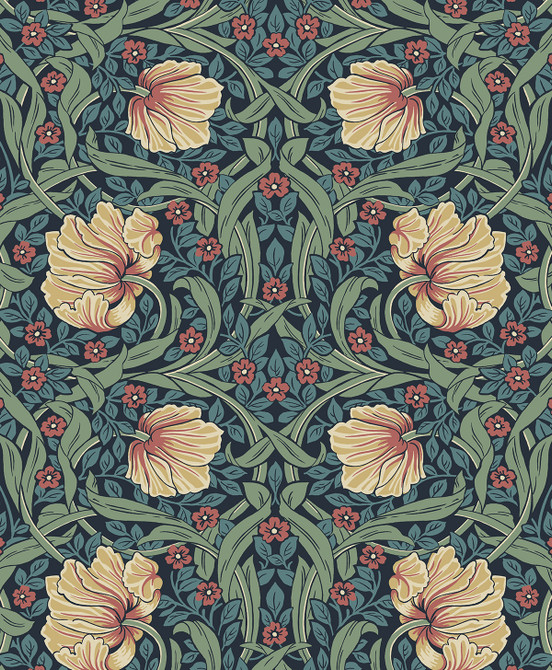 Pimpernel Garden Bluestone & Clay by Seabrook Wallpaper NextWall Peel & Stick Netherlands 31.35 12.6" 20.9" - Fabric Carolina -