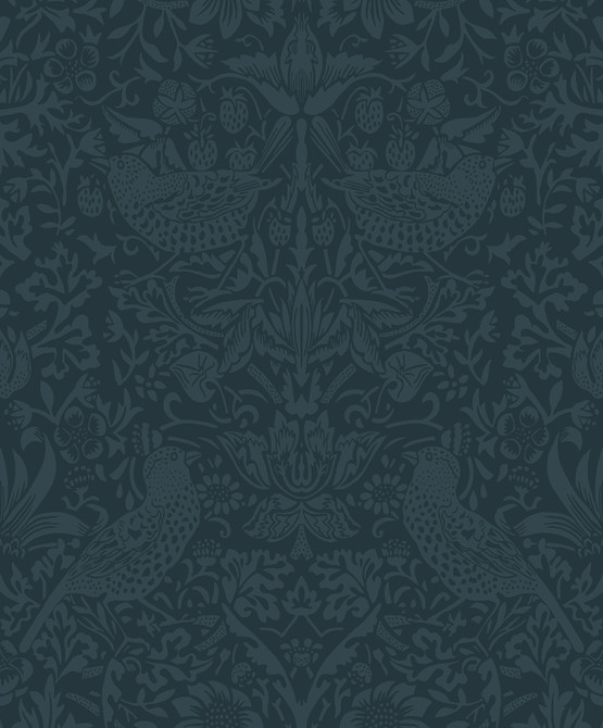 Tonal Bird Garden Slate Blue by Seabrook Wallpaper NextWall Peel & Stick Netherlands 31.35 25.2" 20.9" - Fabric Carolina -