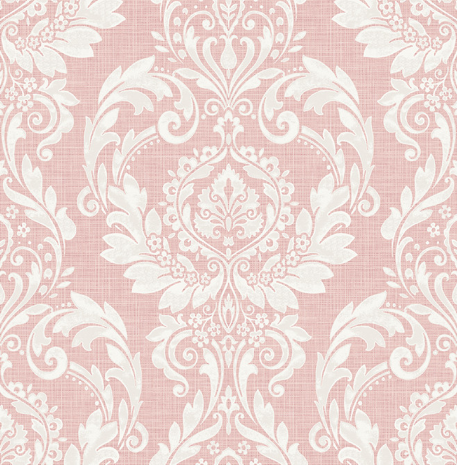 Cora Damask Light Pink by Seabrook Wallpaper NextWall Peel & Stick United States 30.75 20.87" 20.5" - Fabric Carolina -