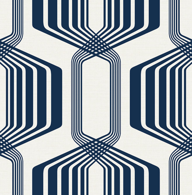 Striped Geo Blue Sapphire by Seabrook Wallpaper NextWall Peel & Stick United States 30.75 20.87" 20.5" - Fabric Carolina -
