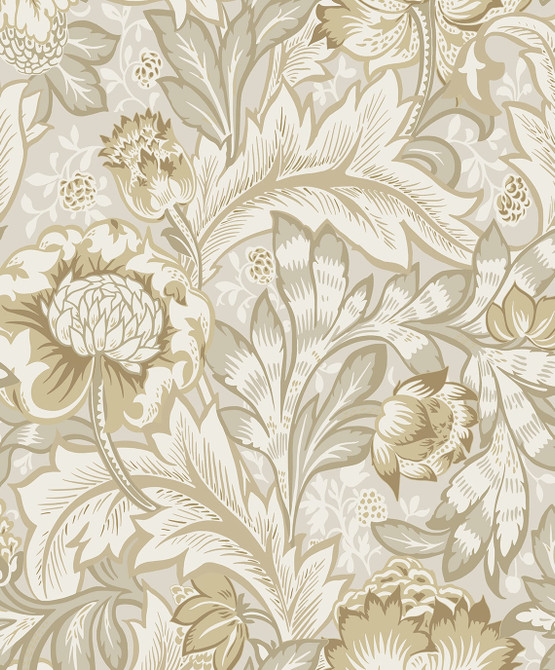 Acanthus Garden Floral Latte by Seabrook Wallpaper NextWall Peel & Stick Netherlands 31.35 25.2" 20.9" - Fabric Carolina -