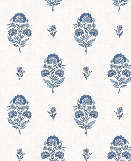 Floral Spot Delft Blue by Seabrook Wallpaper NextWall Peel & Stick United States 30.75 12.6" 20.5" - Fabric Carolina -