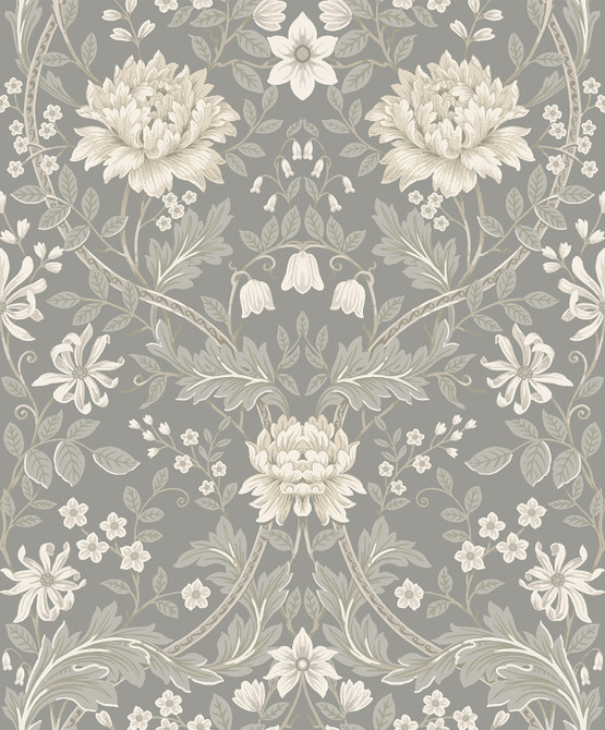 Honeysuckle Floral Prepasted Daydream Grey by Seabrook Wallpaper Etten Prepasted Wallcoverings Netherlands 57 25.2" 20.9" - Fabric Carolina -