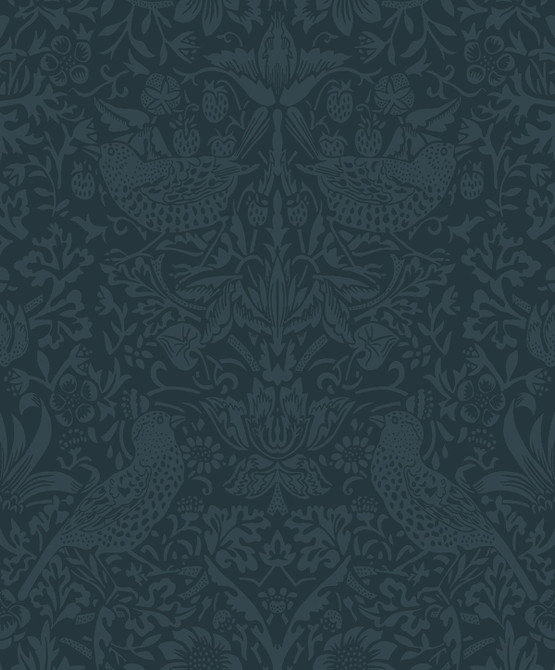 Tonal Bird Garden Prepasted Slate Blue by Seabrook Wallpaper Etten Prepasted Wallcoverings Netherlands 57 25.2" 20.9" - Fabric Carolina -