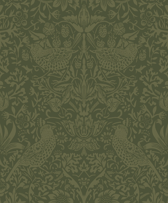 Tonal Bird Garden Prepasted Moss Green by Seabrook Wallpaper Etten Prepasted Wallcoverings Netherlands 57 25.2" 20.9" - Fabric Carolina -