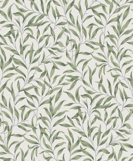 Willow Trail Prepasted Sprig Green by Seabrook Wallpaper Etten Prepasted Wallcoverings Netherlands 57 25.2" 20.9" - Fabric Carolina -
