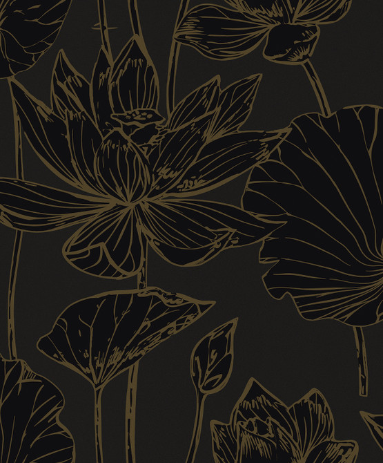 Viola Floral Espresso & Metallic Bronze by Seabrook Wallpaper Piano Netherlands 57.5 25.2" 20.9" - Fabric Carolina -