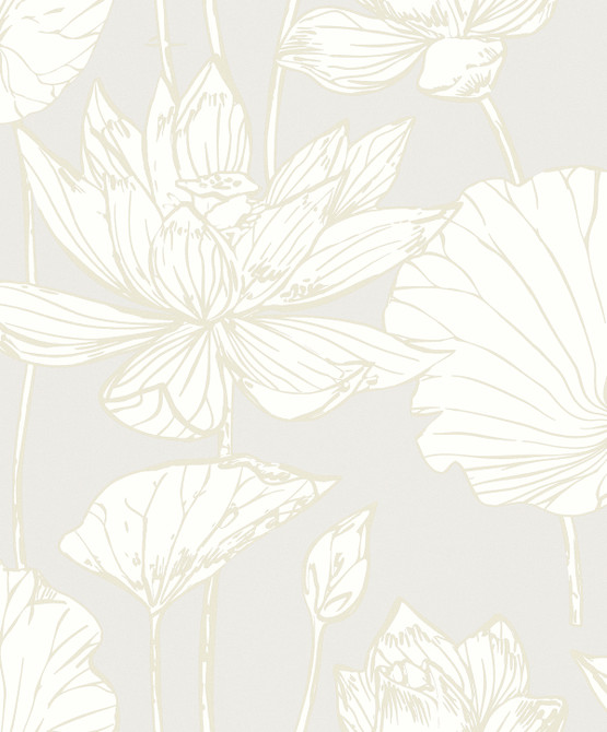 Viola Floral Metallic Coconut & Cream by Seabrook Wallpaper Piano Netherlands 57.5 25.2" 20.9" - Fabric Carolina -