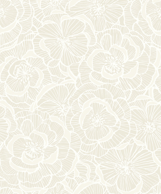 Alejandra Floral Metallic Almond & Cream by Seabrook Wallpaper Piano Netherlands 57.5 25.2" 20.9" - Fabric Carolina -