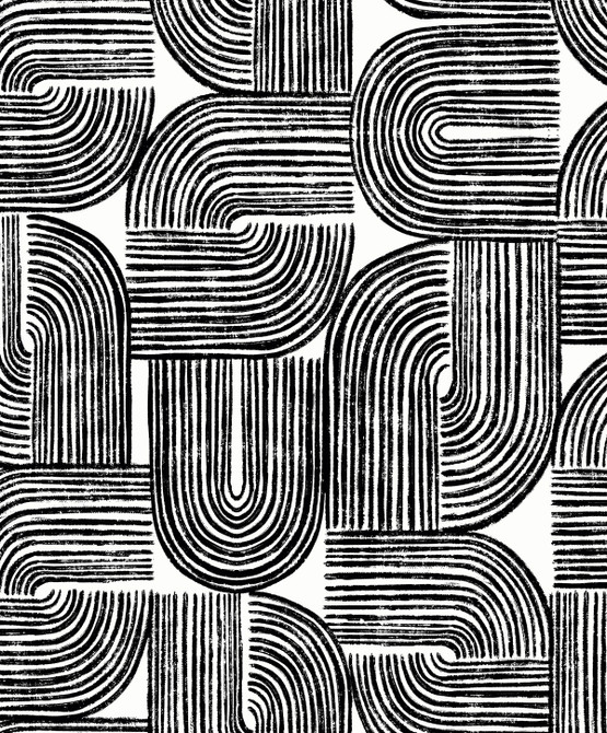 Piper Geometric Off-White & Onyx by Seabrook Wallpaper Piano Netherlands 57.5 25.2" 20.9" - Fabric Carolina -