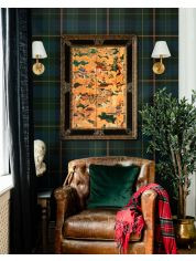 EQUESTRIAN PLAID Burgundy Wallpaper (WP30108) by Mind The Gap | WP30108 | THE DERBY | 1 roll x 52x1000 cm / 20.5x393.7 in | 0.52m / 20.5in | 10m / 393.7in | 5.20sqm / 55.9sq ft | 50cm / 19.6in | Green, Yellow, Red, Brown | Non-woven Satin | Paste the wall | 1-roll in a box | Fabric Carolina | https://www.fabriccarolina.com/
