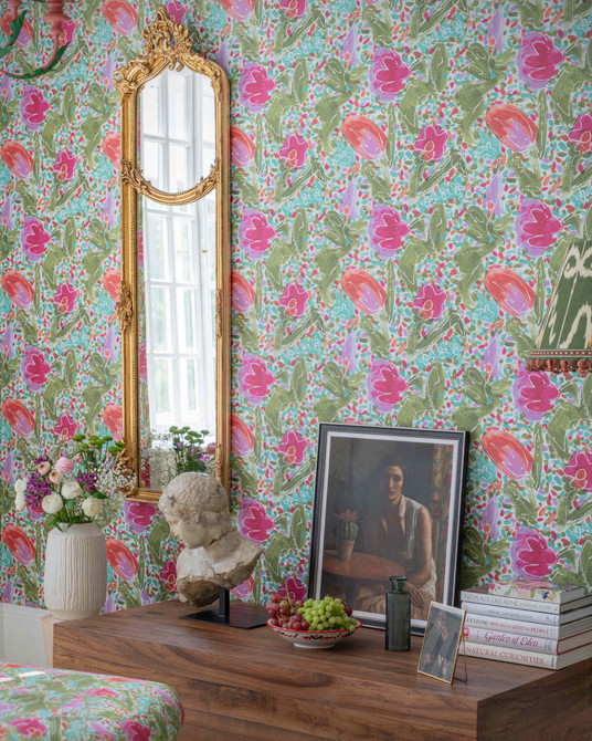PRINCESS GARDEN Wallpaper (WP20902) by Mind The Gap | WP20902 | TRANSYLVANIAN RHAPSODY | 1 roll x 52 x 900 cm / 20.47 x 354.33 in | 0.52m / 20.5in | 9m / 354in | 4.68sqm / 50sq ft | 50cm / 19.6in | Taupe, Blue, Green, Pink | Non-woven Textured | Paste the wall | 1 roll in a box | Fabric Carolina | https://www.fabriccarolina.com/