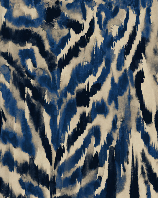 ZEBRATO Blu Wallpaper (WP30210) by Mind The Gap | WP30210 | LA DOLCE VITA | 1 roll x 52 x 1000 cm / 20.5 x 393.7in | 0.52m / 20.5in | 10m / 393.7in | 5.20sqm / 55.9sq ft | 80cm / 31.4in | Taupe, Black, Blue | Non-woven Satin | Paste the wall | 1-roll in a box | Fabric Carolina | https://www.fabriccarolina.com/