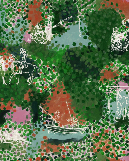 CASTLE'S GARDEN Verdant Green Wallpaper (WP20923) by Mind The Gap | WP20923 | TRANSYLVANIAN RHAPSODY | 3 rolls x 52 x 300 cm / 20.5 x 118.1 in | 0.52m / 20.5in | 3m / 118in | 4.68sqm / 50sq ft | L150cm / L59in | Green, Pink, Orange, Cream | Non-woven Textured | Paste the wall | 3 rolls in a box | Fabric Carolina | https://www.fabriccarolina.com/