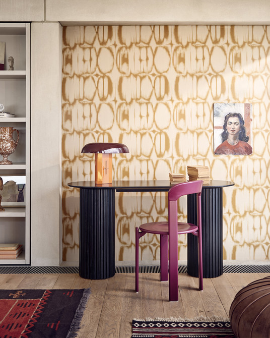 RESONANCES Burgundy Wallpaper (WP30239) by Mind The Gap | WP30239 | JAZZ LIVE | 1 roll x 52 x 1000 cm / 20.5 x 393.7in | 0.52m / 20.5in | 1000 cm / 393.7in | 5.20sqm / 55.9sq ft | 50cm / 19.6in | Green, Burgundy | Non-woven Satin | Paste the wall | 1 roll in a box | Fabric Carolina | https://www.fabriccarolina.com/