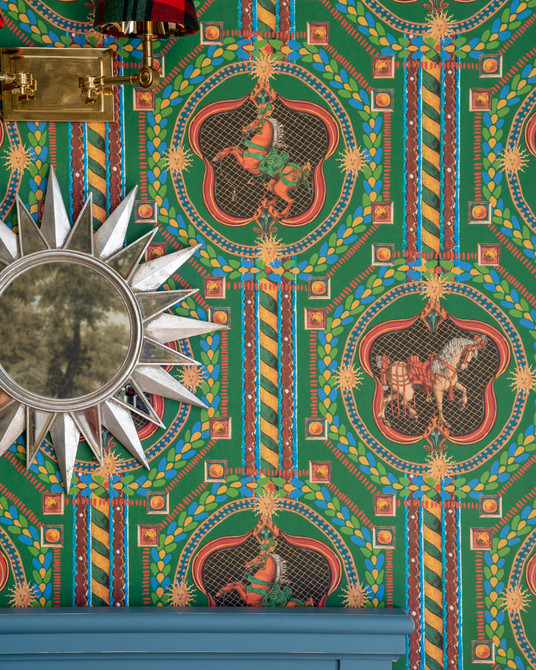 VENETIAN ORNAMENT Wallpaper (WP20769) by Mind The Gap | WP20769 | ORIENT EXPRESS | 1 roll x 52x900 cm / 20.47x354.33in | 0.52m / 20.5in | 9m / 354in | 4.68sqm / 50sq ft | 70cm / 27.5in | Blue, Green, Red, Cream | Non-woven Textured | Paste the wall | 1-roll in a box | Fabric Carolina | https://www.fabriccarolina.com/