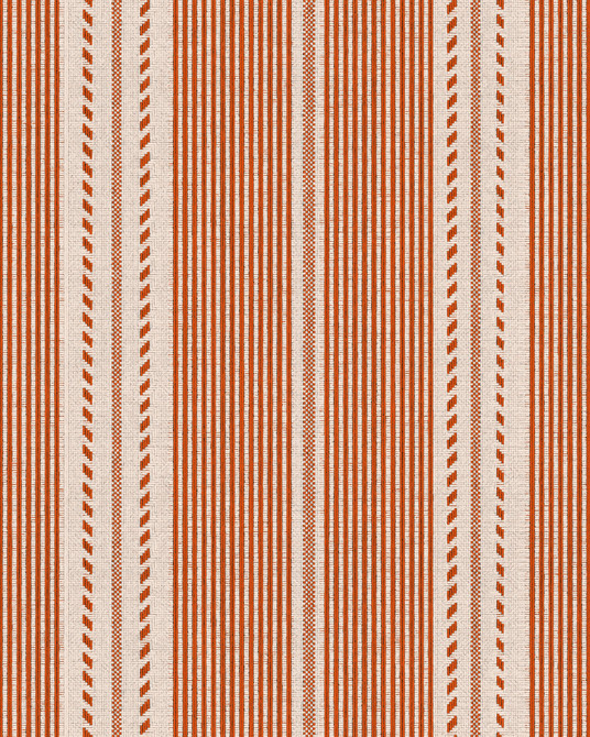 BERBER STRIPES Rouge Wallpaper (WP20756) by Mind The Gap | WP20756 | TALES OF MAGHREB | 1 roll x 52x900 cm / 20.47x354.33in | 0.52m / 20.5in | 9m / 354in | 4.68sqm / 50sq ft | 52cm / 20.5in | Taupe, Orange | Non-woven Textured | Paste the wall | 1-roll in a box | Fabric Carolina | https://www.fabriccarolina.com/